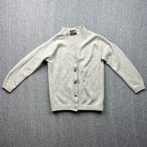 Vintage Panda Cardigan Women 38 Gray 100% Cashmere V-Neck Button Front Sweater